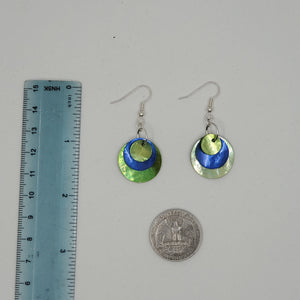 shell earring, circle- Blue and Green