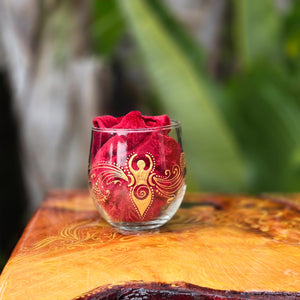 Hand Painted Goddess symbol with moon cycles- Candle holder for your Altar or Shrine with intricate gold henna inspired designs