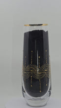Load and play video in Gallery viewer, Hand Painted crystal champagne glasses - intricate henna inspired art in Gold.
