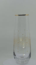 Load and play video in Gallery viewer, Hand Painted crystal champagne glasses - intricate henna inspired art in Gold.
