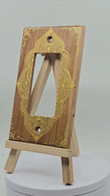 Load and play video in Gallery viewer, Hand Painted Cherry wood Switch / Cover / Wall plate for Paddle switch or decora outlet -Midsized. Gold henna inspired designs on solid wood.
