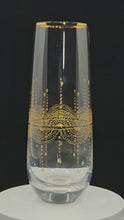 Load and play video in Gallery viewer, Hand Painted crystal champagne glasses - intricate henna inspired art in Gold.
