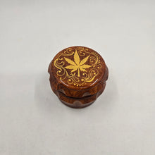 Load image into Gallery viewer, Medium size 4 part Herb Grinder with Kief catcher. Hand painted weed leaf
