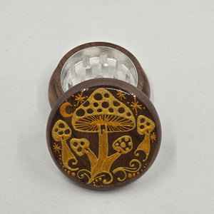 Hand painted herb grinder with mushrooms- smooth grinding