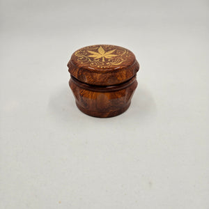 Medium size 4 part Herb Grinder with Kief catcher. Hand painted weed leaf