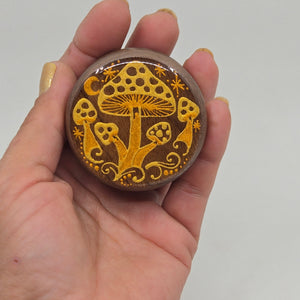 Hand painted herb grinder with mushrooms- smooth grinding