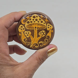 Hand painted herb grinder with mushrooms- smooth grinding